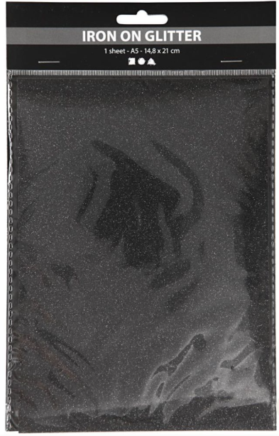 Strygestof A5 Sort med Glitter – 148 x 210 mm 44329