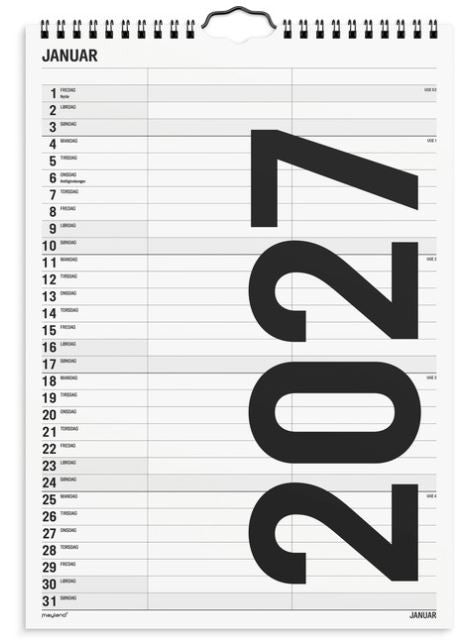 Mayland Familiekalender Black & White 2027 – 2 Kolonner 27066510