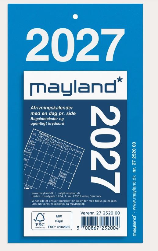 Mayland Afrivningskalender 2027 med Bagsidetekst – 27252000