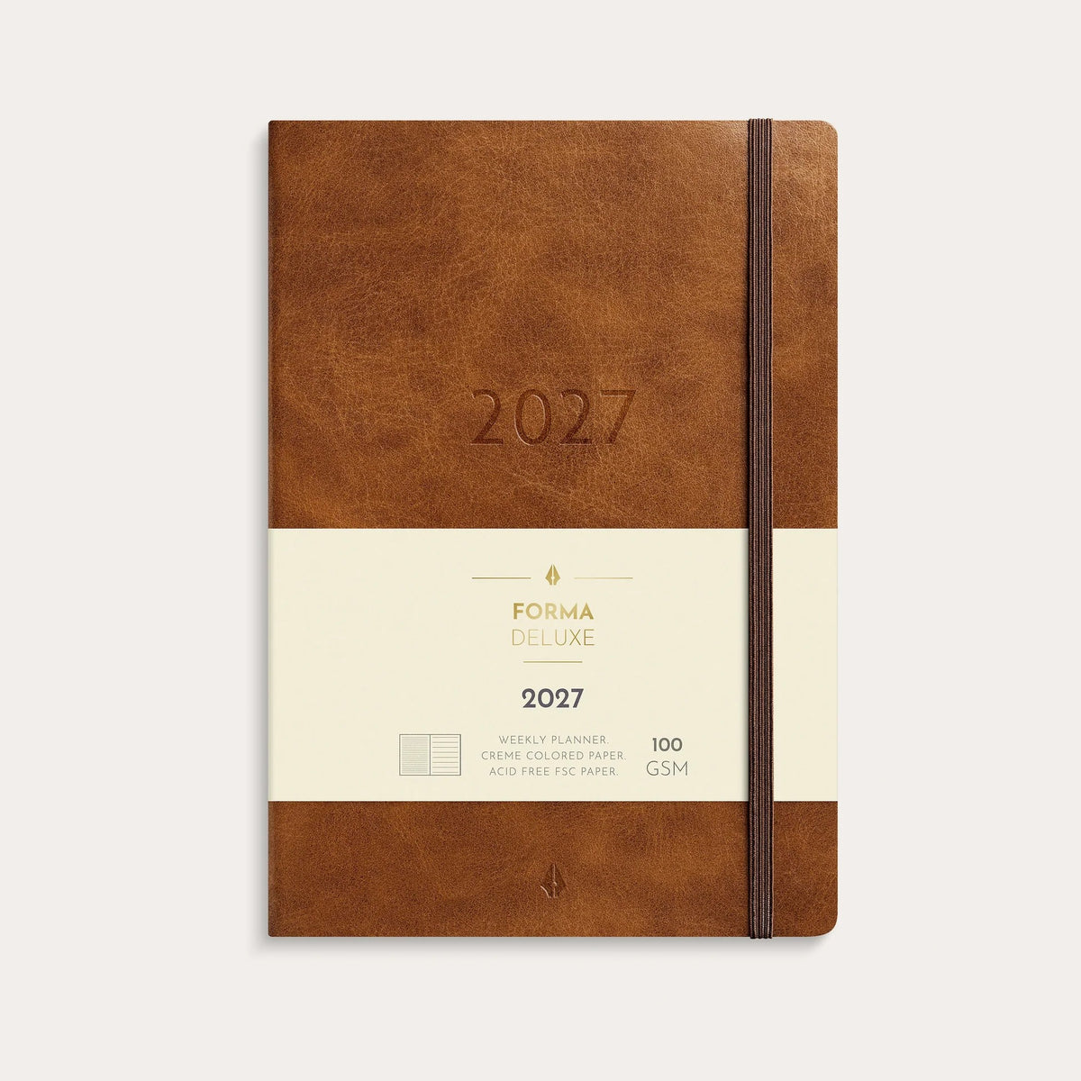 A5 Forma Deluxe ugekalender tværf. brun kunstskind 2027