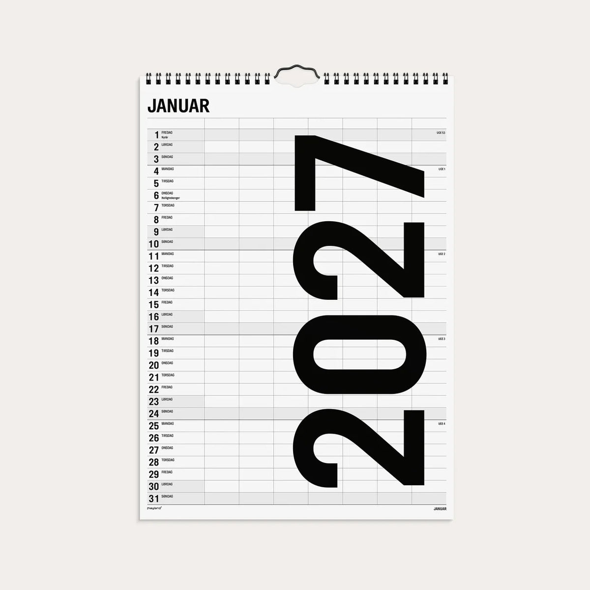 Familiekalender Black and white 7 kol. 2027
