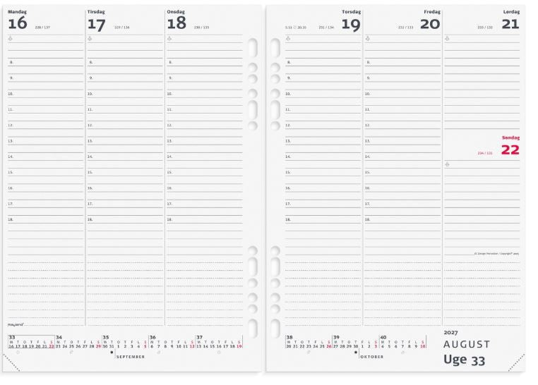 System A5 ugekalender højformat REFILL 2027
