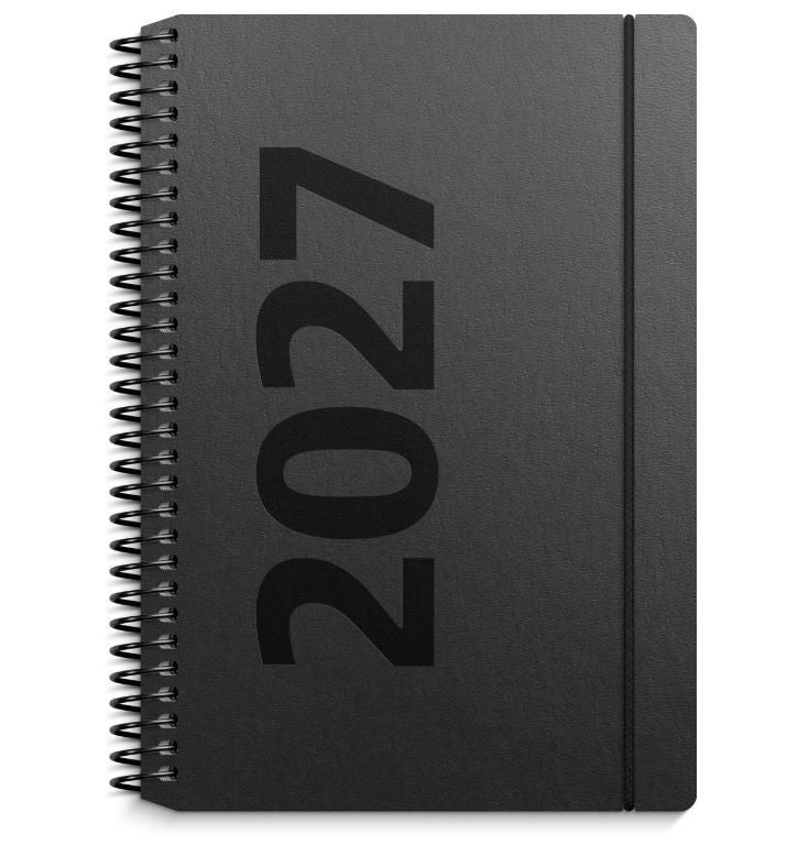 A6 ugekalender højformat matsort genbrugskarton 2027