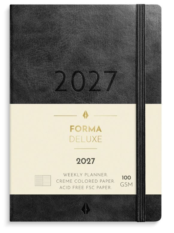A6 Forma Deluxe ugekalender tværf. sort kunstskind - 2027