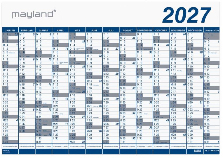 Kæmpekalender 1×13 mdr. PP-plast rør 2027