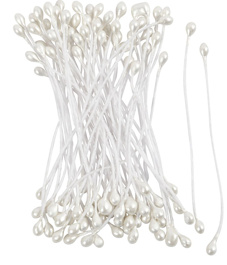 Støvdragere hvid perlemor – 100 stk. – 6,4 cm 610352