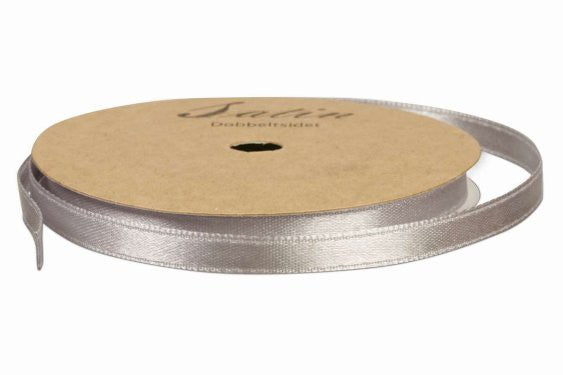 Satinbånd - 10mm & 10m sølv
