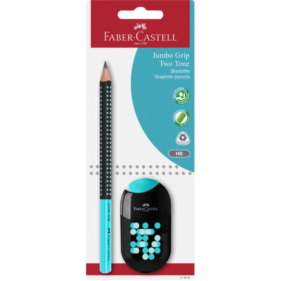 Faber-Castell Jumbo blyant HB med dobbelt blyantspidser – Turkis