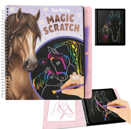 MISS MELODY MAGIC SCRATCH BOG – KREATIV SKRABEB0G MED HESTE